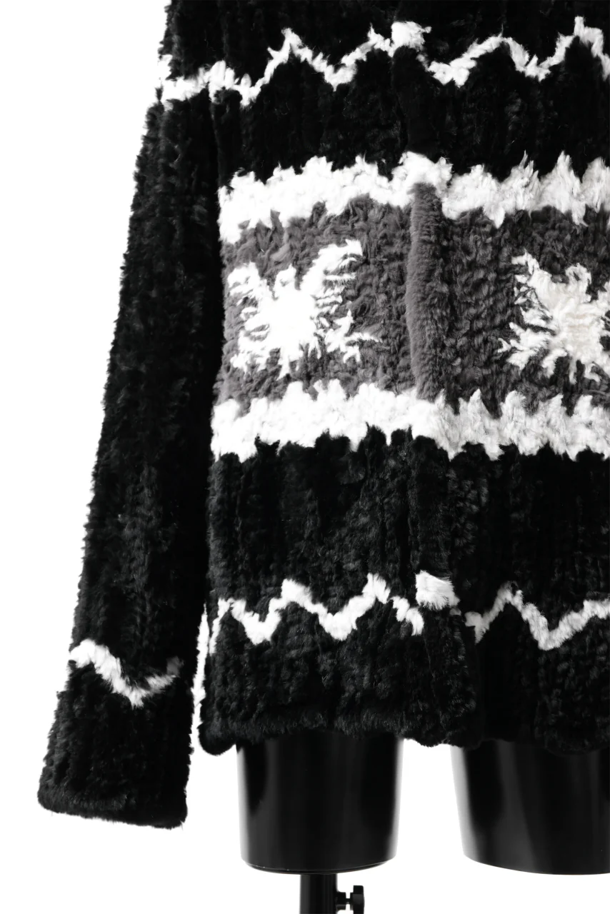 ISAMU KATAYAMA BACKLASH KNIT HOODIE BLOUSON / RABBIT FUR (BLACK) - Image 11