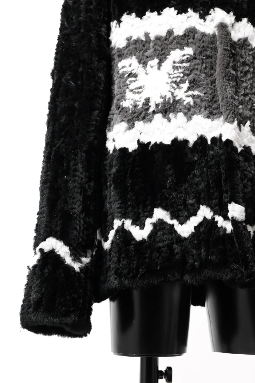 ISAMU KATAYAMA BACKLASH KNIT HOODIE BLOUSON / RABBIT FUR (BLACK) - Image 12