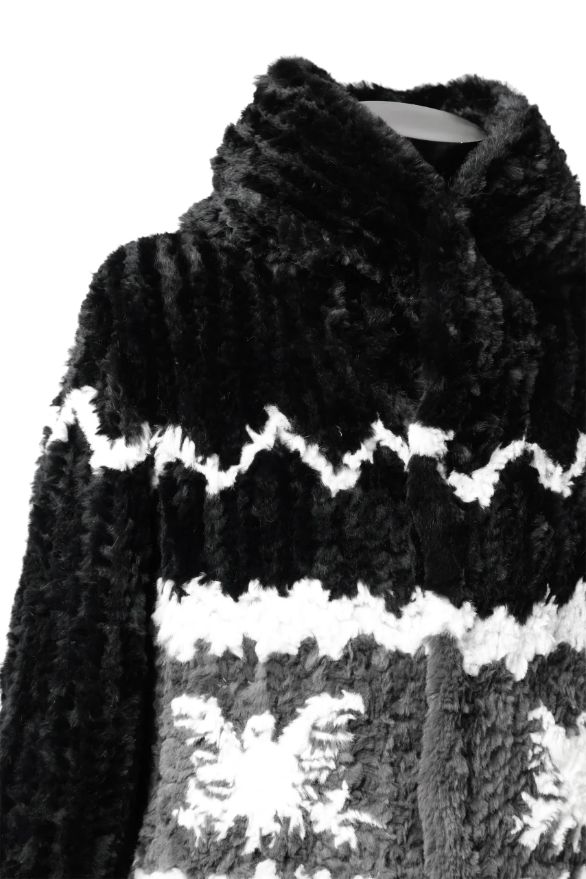 ISAMU KATAYAMA BACKLASH KNIT HOODIE BLOUSON / RABBIT FUR (BLACK) - Image 13