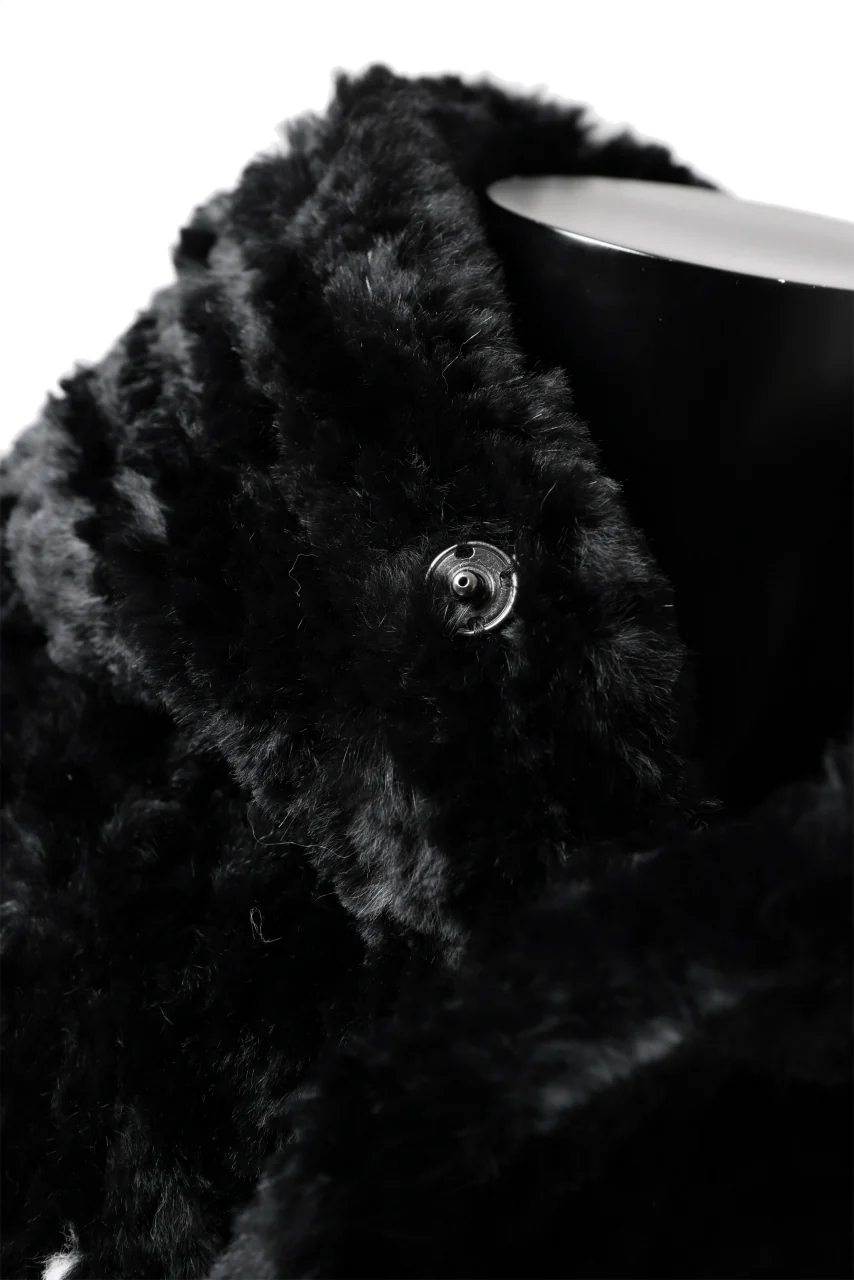 ISAMU KATAYAMA BACKLASH KNIT HOODIE BLOUSON / RABBIT FUR (BLACK) - Image 14