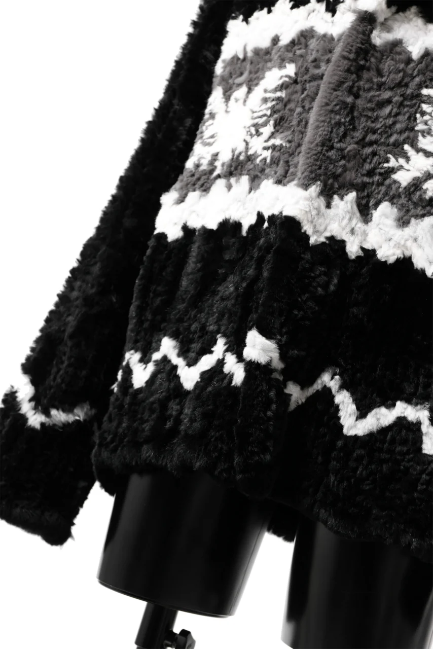 ISAMU KATAYAMA BACKLASH KNIT HOODIE BLOUSON / RABBIT FUR (BLACK) - Image 19