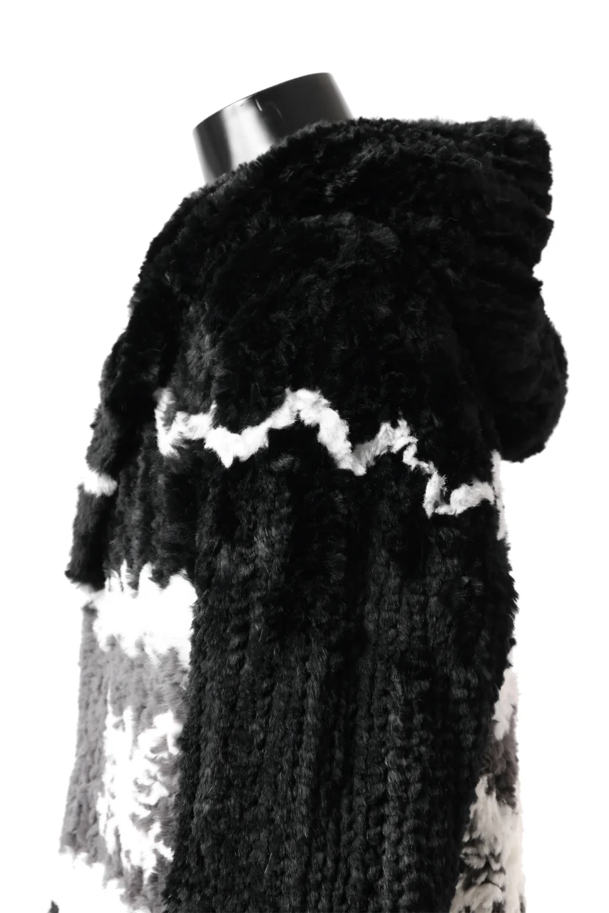 ISAMU KATAYAMA BACKLASH KNIT HOODIE BLOUSON / RABBIT FUR (BLACK) - Image 22