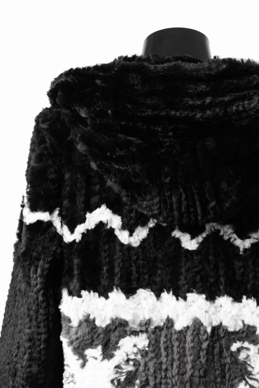 ISAMU KATAYAMA BACKLASH KNIT HOODIE BLOUSON / RABBIT FUR (BLACK) - Image 25