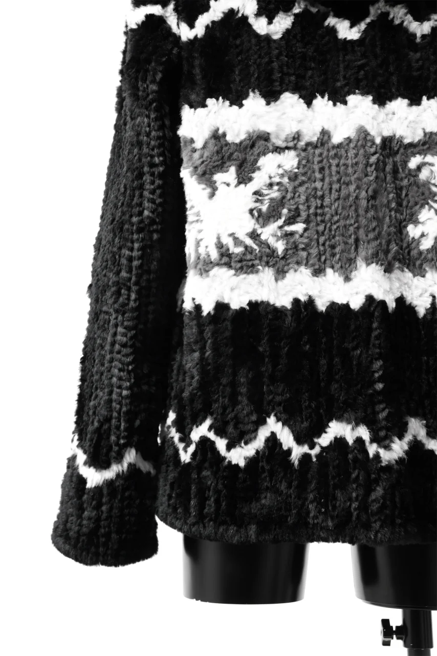 ISAMU KATAYAMA BACKLASH KNIT HOODIE BLOUSON / RABBIT FUR (BLACK) - Image 27