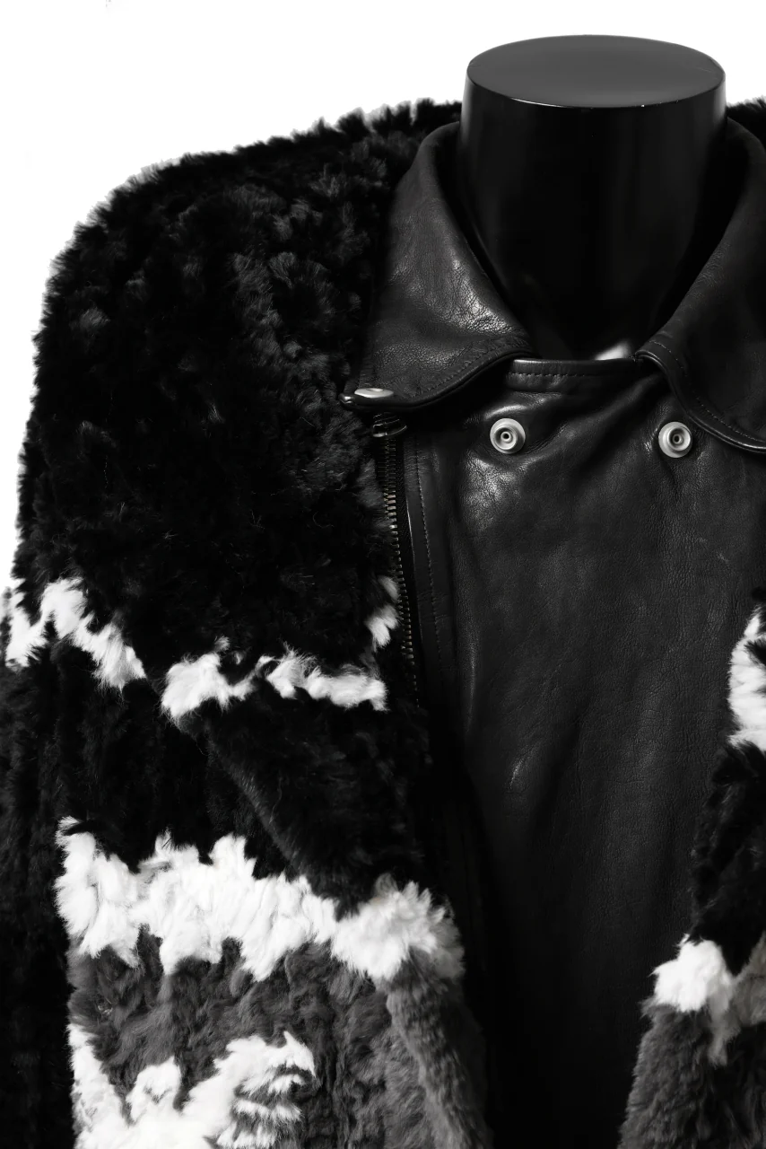 ISAMU KATAYAMA BACKLASH KNIT HOODIE BLOUSON / RABBIT FUR (BLACK) - Image 29