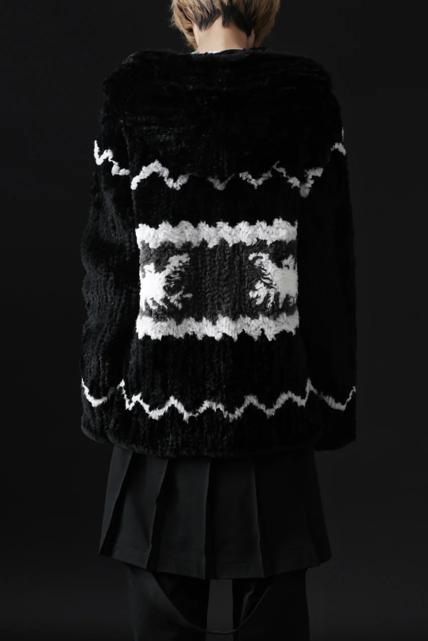 ISAMU KATAYAMA BACKLASH KNIT HOODIE BLOUSON / RABBIT FUR (BLACK) - Image 43