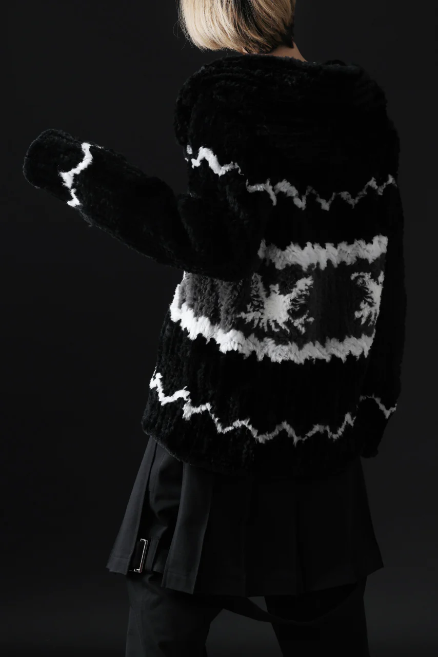 ISAMU KATAYAMA BACKLASH KNIT HOODIE BLOUSON / RABBIT FUR (BLACK) - Image 45