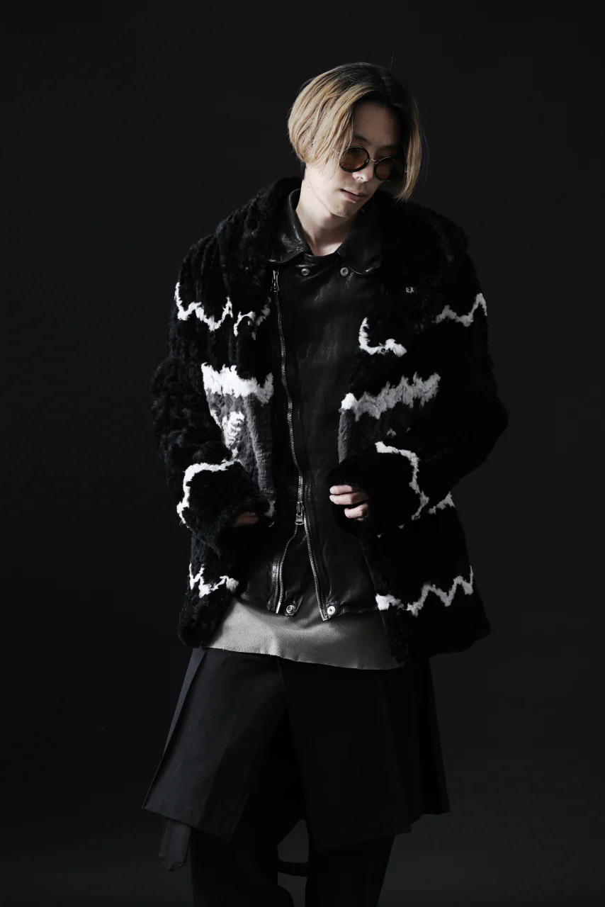 ISAMU KATAYAMA BACKLASH KNIT HOODIE BLOUSON / RABBIT FUR (BLACK) - Image 47