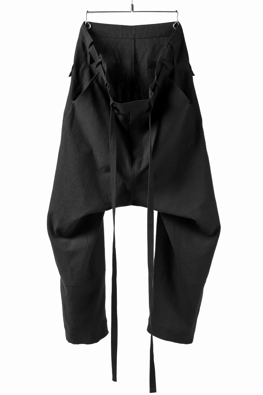ISAMU KATAYAMA BACKLASH KNOT WAIST WIDE PANTS / COTTON LINEN (BLACK)