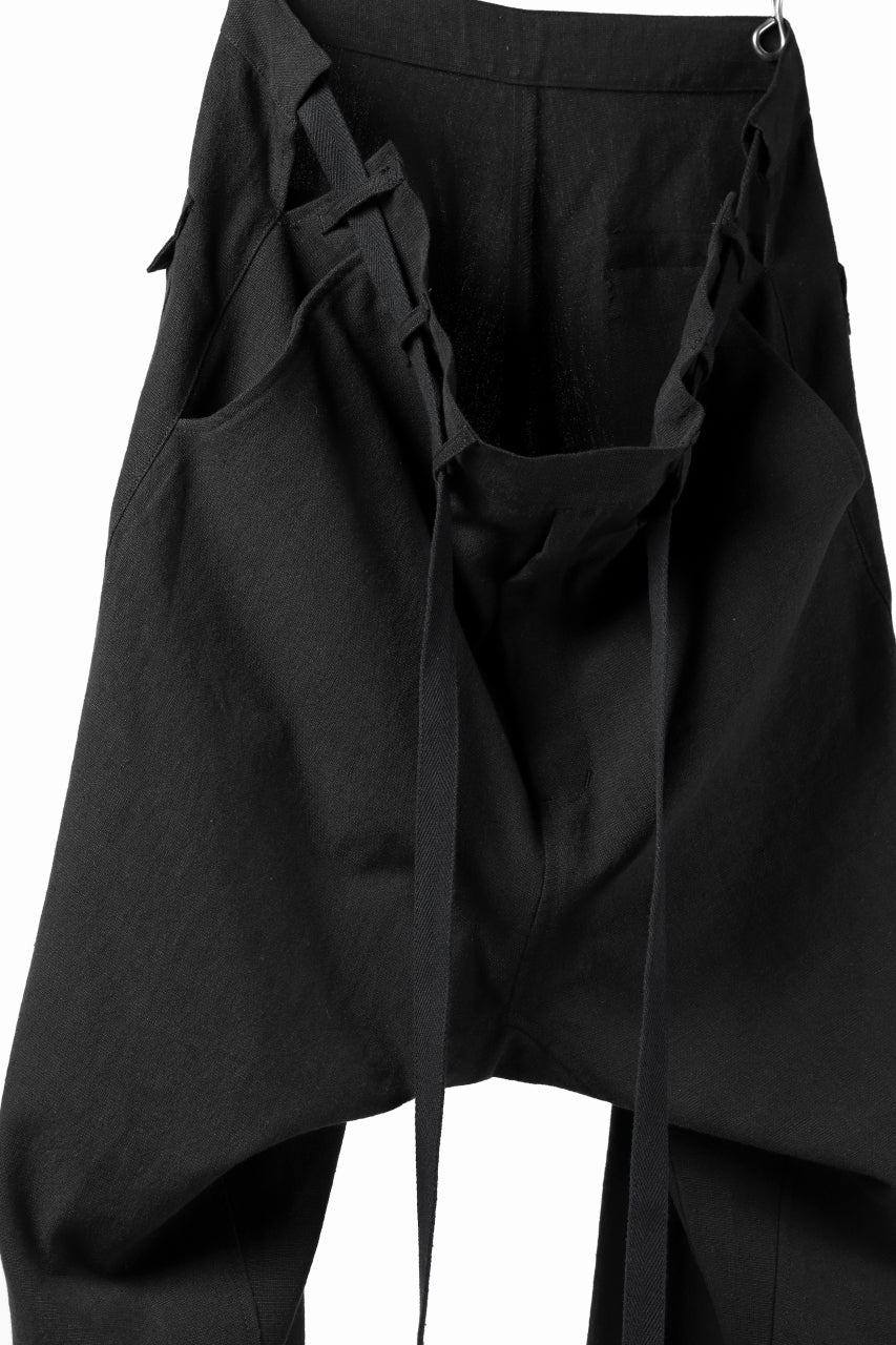 ISAMU KATAYAMA BACKLASH KNOT WAIST WIDE PANTS / COTTON LINEN (BLACK) - Image 11