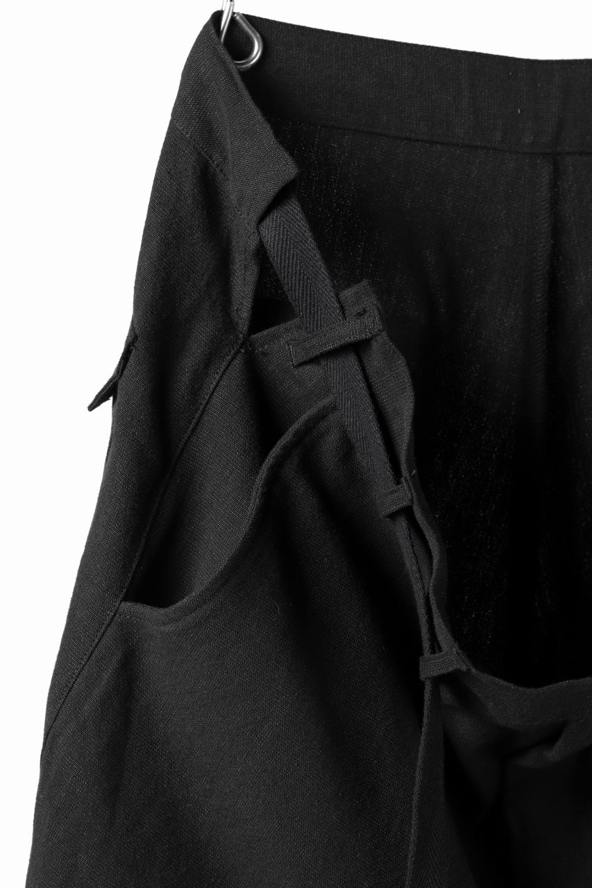 ISAMU KATAYAMA BACKLASH KNOT WAIST WIDE PANTS / COTTON LINEN (BLACK) - Image 12
