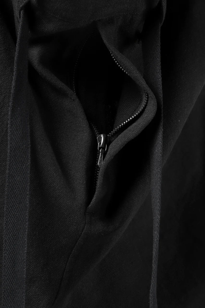 ISAMU KATAYAMA BACKLASH KNOT WAIST WIDE PANTS / COTTON LINEN (BLACK) - Image 13