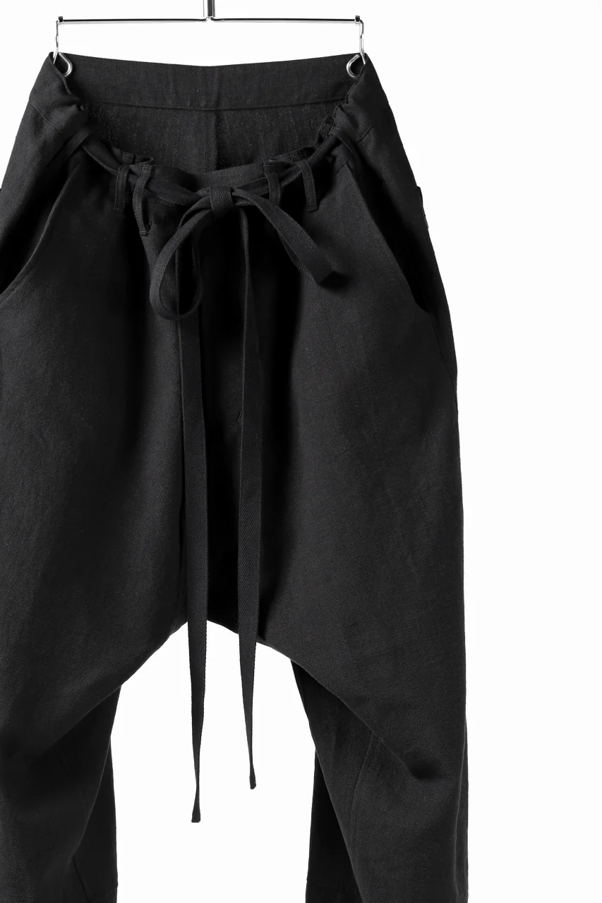 ISAMU KATAYAMA BACKLASH KNOT WAIST WIDE PANTS / COTTON LINEN (BLACK) - Image 15