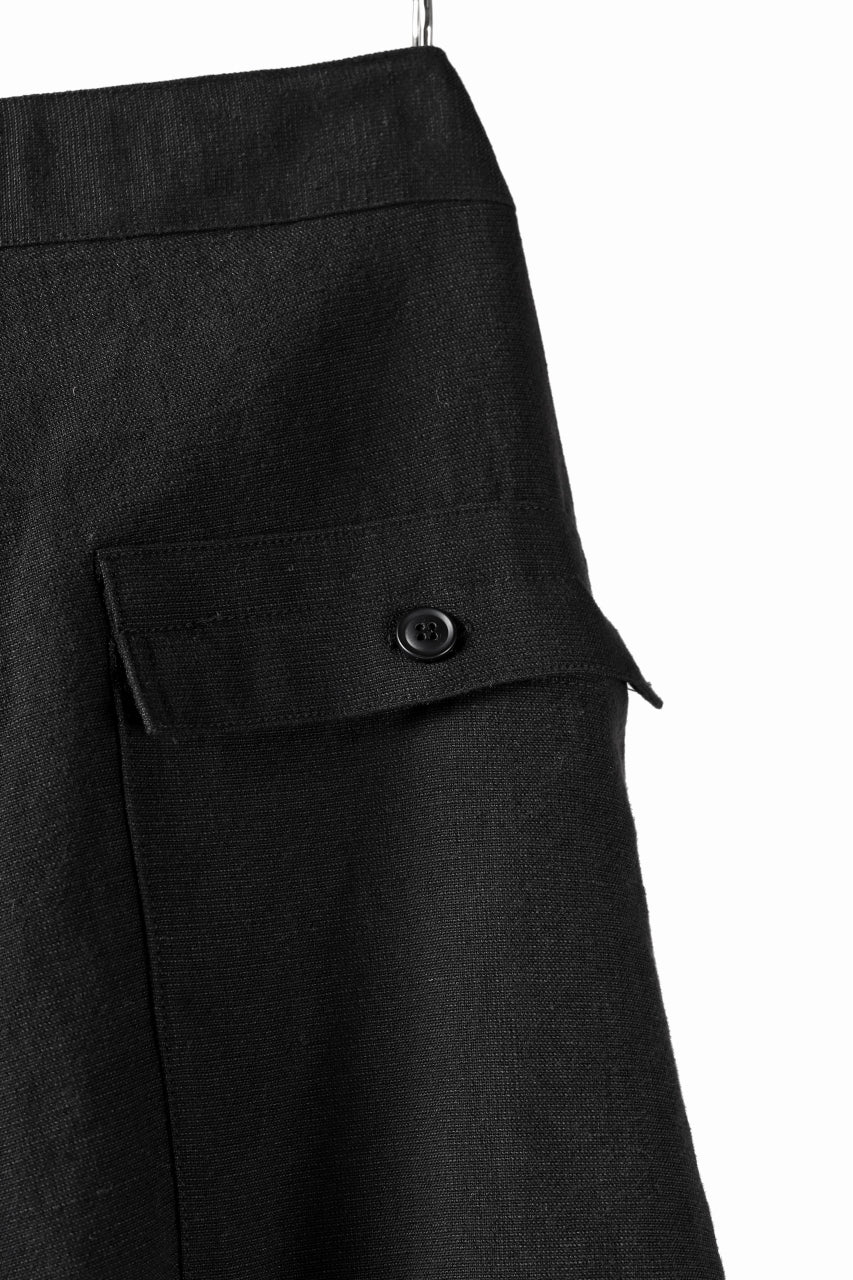 ISAMU KATAYAMA BACKLASH KNOT WAIST WIDE PANTS / COTTON LINEN (BLACK) - Image 17