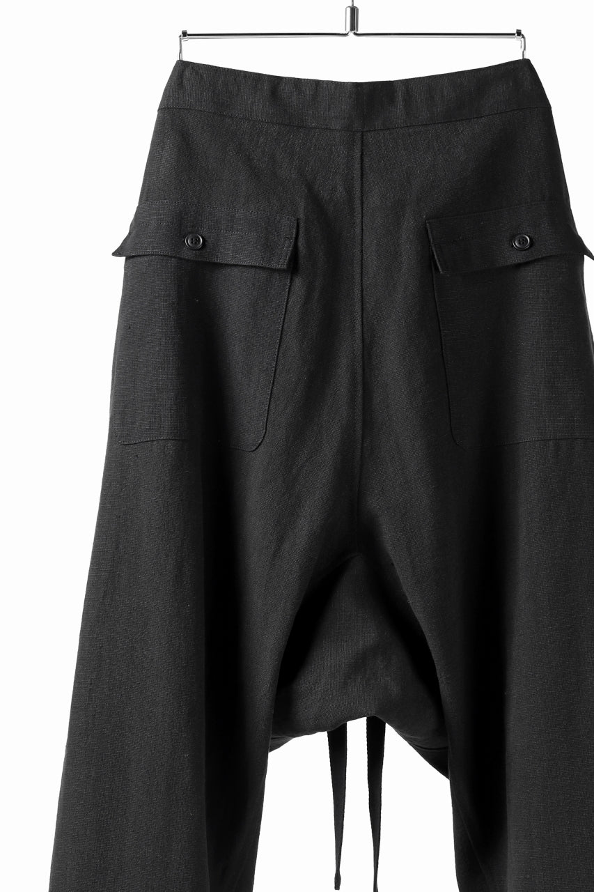 ISAMU KATAYAMA BACKLASH KNOT WAIST WIDE PANTS / COTTON LINEN (BLACK) - Image 18