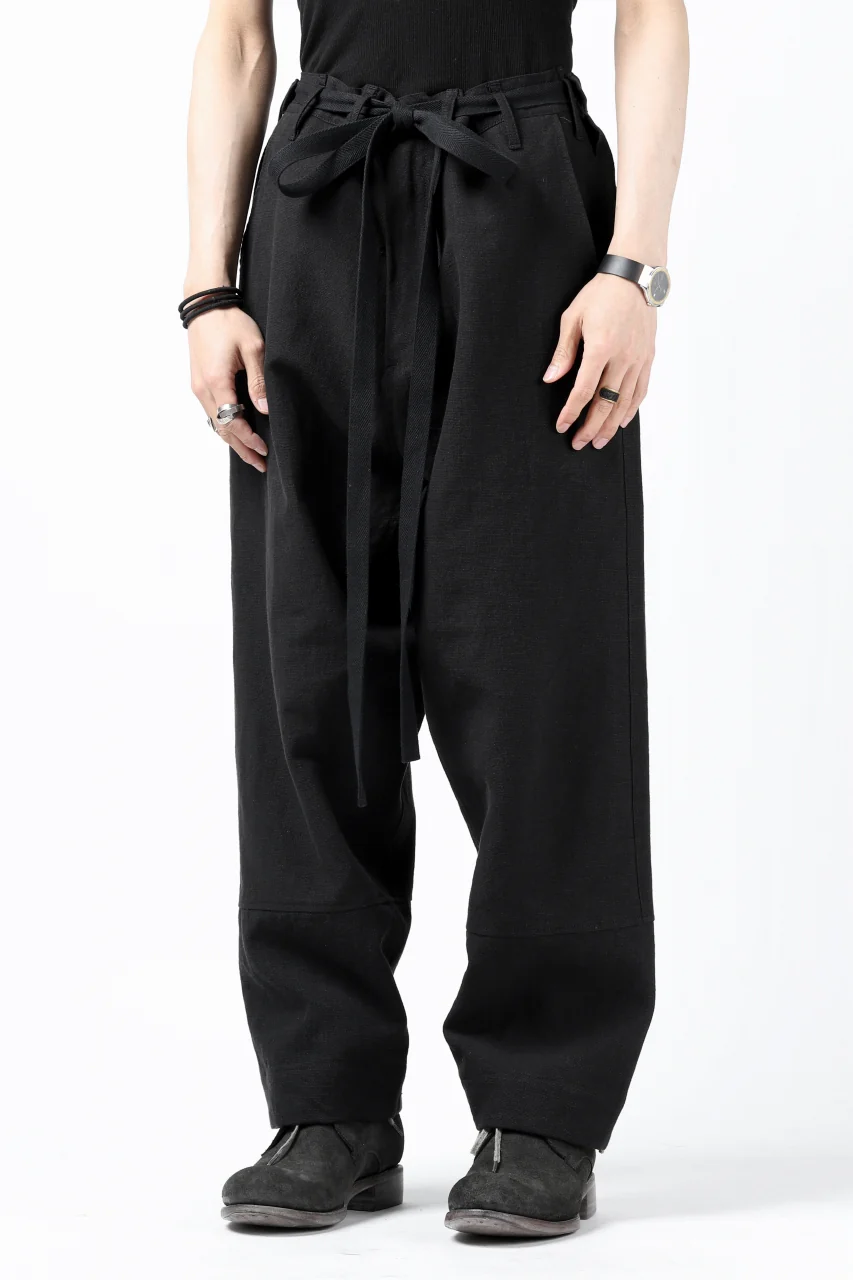 ISAMU KATAYAMA BACKLASH KNOT WAIST WIDE PANTS / COTTON LINEN (BLACK) - Image 23