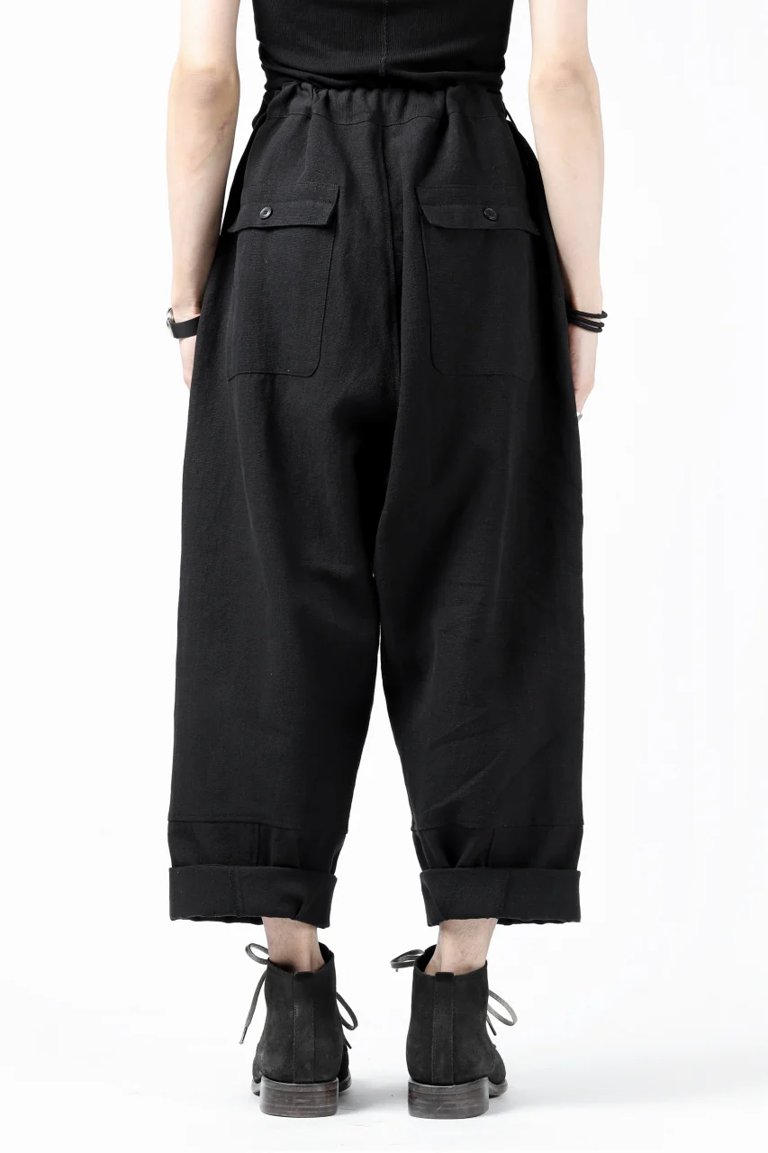 ISAMU KATAYAMA BACKLASH KNOT WAIST WIDE PANTS / COTTON LINEN (BLACK) - Image 25