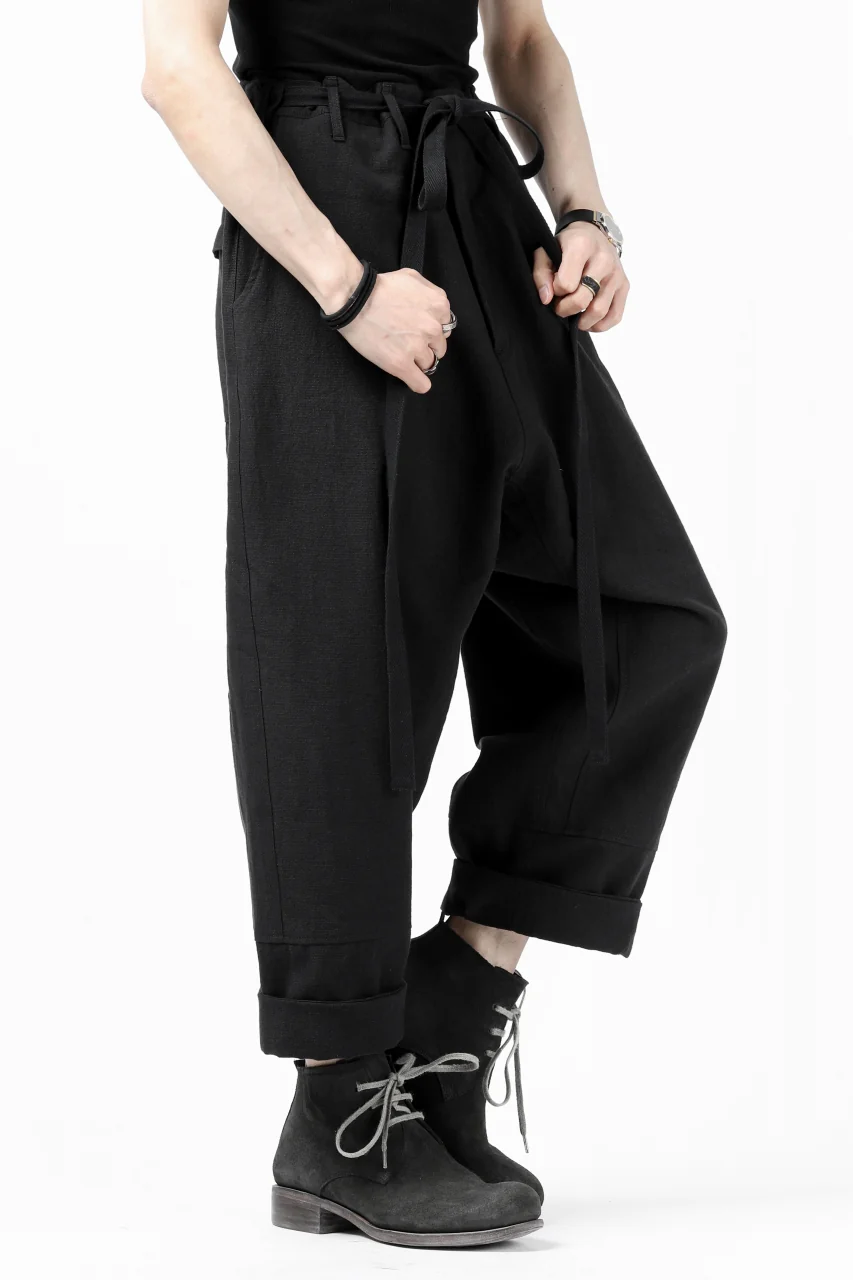 ISAMU KATAYAMA BACKLASH KNOT WAIST WIDE PANTS / COTTON LINEN (BLACK) - Image 26