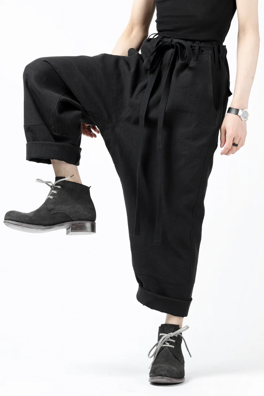 ISAMU KATAYAMA BACKLASH KNOT WAIST WIDE PANTS / COTTON LINEN (BLACK) - Image 27