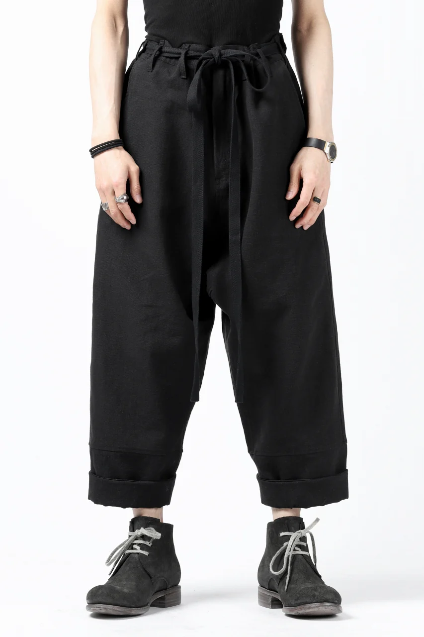 ISAMU KATAYAMA BACKLASH KNOT WAIST WIDE PANTS / COTTON LINEN (BLACK) - Image 29