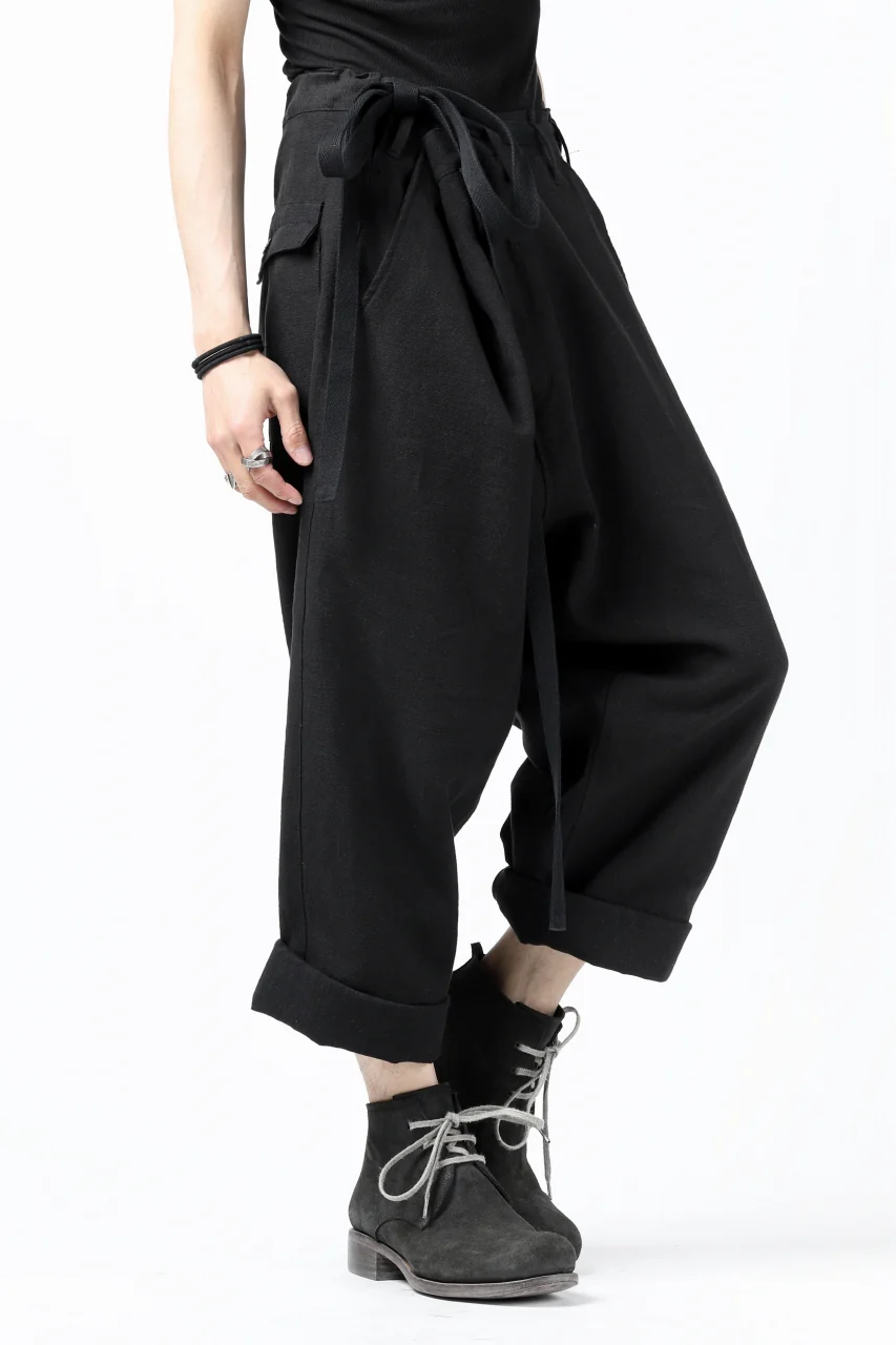 ISAMU KATAYAMA BACKLASH KNOT WAIST WIDE PANTS / COTTON LINEN (BLACK) - Image 31