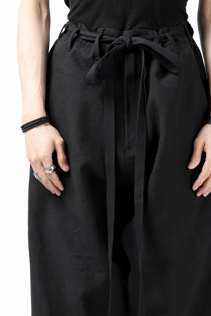 ISAMU KATAYAMA BACKLASH KNOT WAIST WIDE PANTS / COTTON LINEN (BLACK) - Image 34