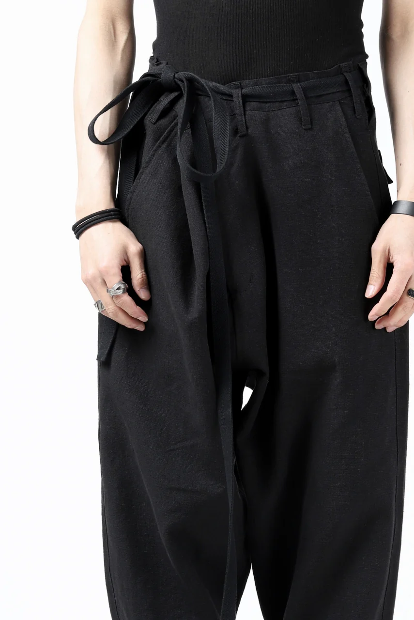 ISAMU KATAYAMA BACKLASH KNOT WAIST WIDE PANTS / COTTON LINEN (BLACK) - Image 36