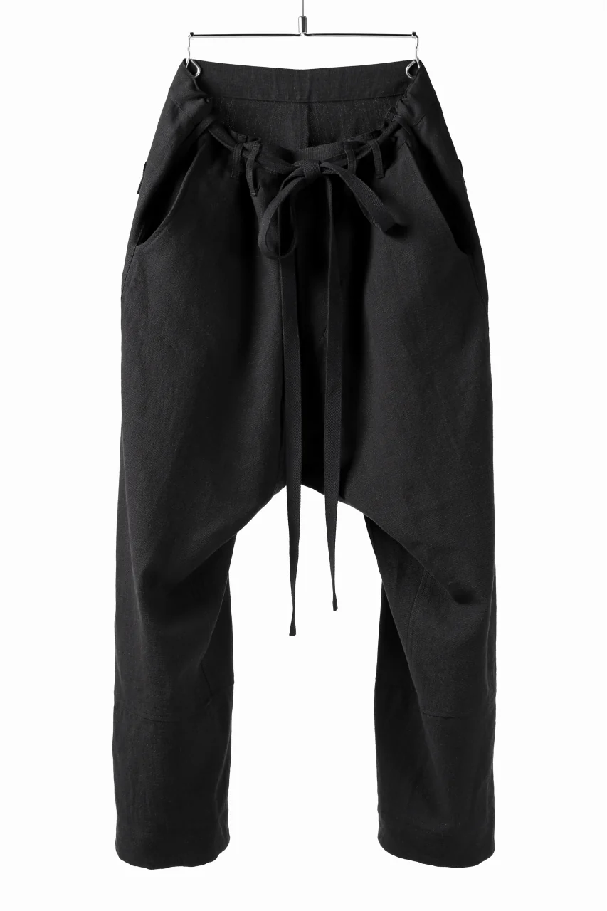 ISAMU KATAYAMA BACKLASH KNOT WAIST WIDE PANTS / COTTON LINEN (BLACK) - Image 6