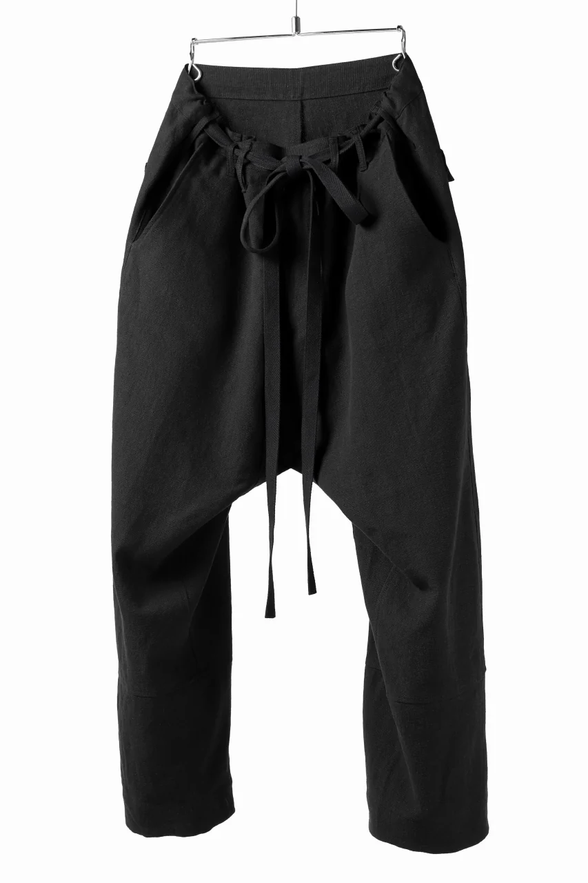 ISAMU KATAYAMA BACKLASH KNOT WAIST WIDE PANTS / COTTON LINEN (BLACK) - Image 7