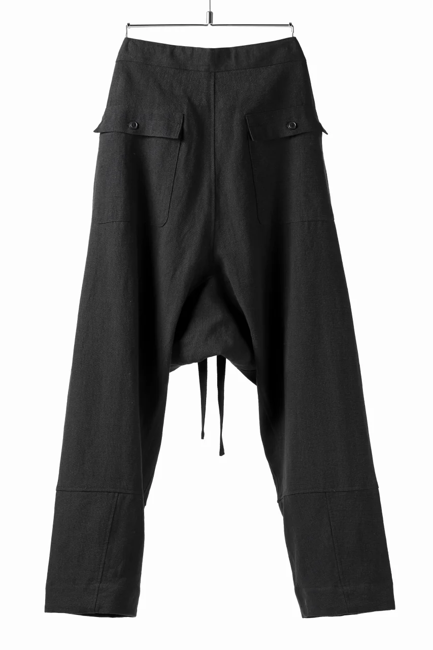 ISAMU KATAYAMA BACKLASH KNOT WAIST WIDE PANTS / COTTON LINEN (BLACK) - Image 8