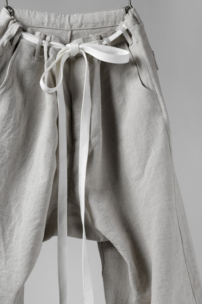 ISAMU KATAYAMA BACKLASH KNOT WAIST WIDE PANTS / COTTON LINEN (WHITE) - Image 13