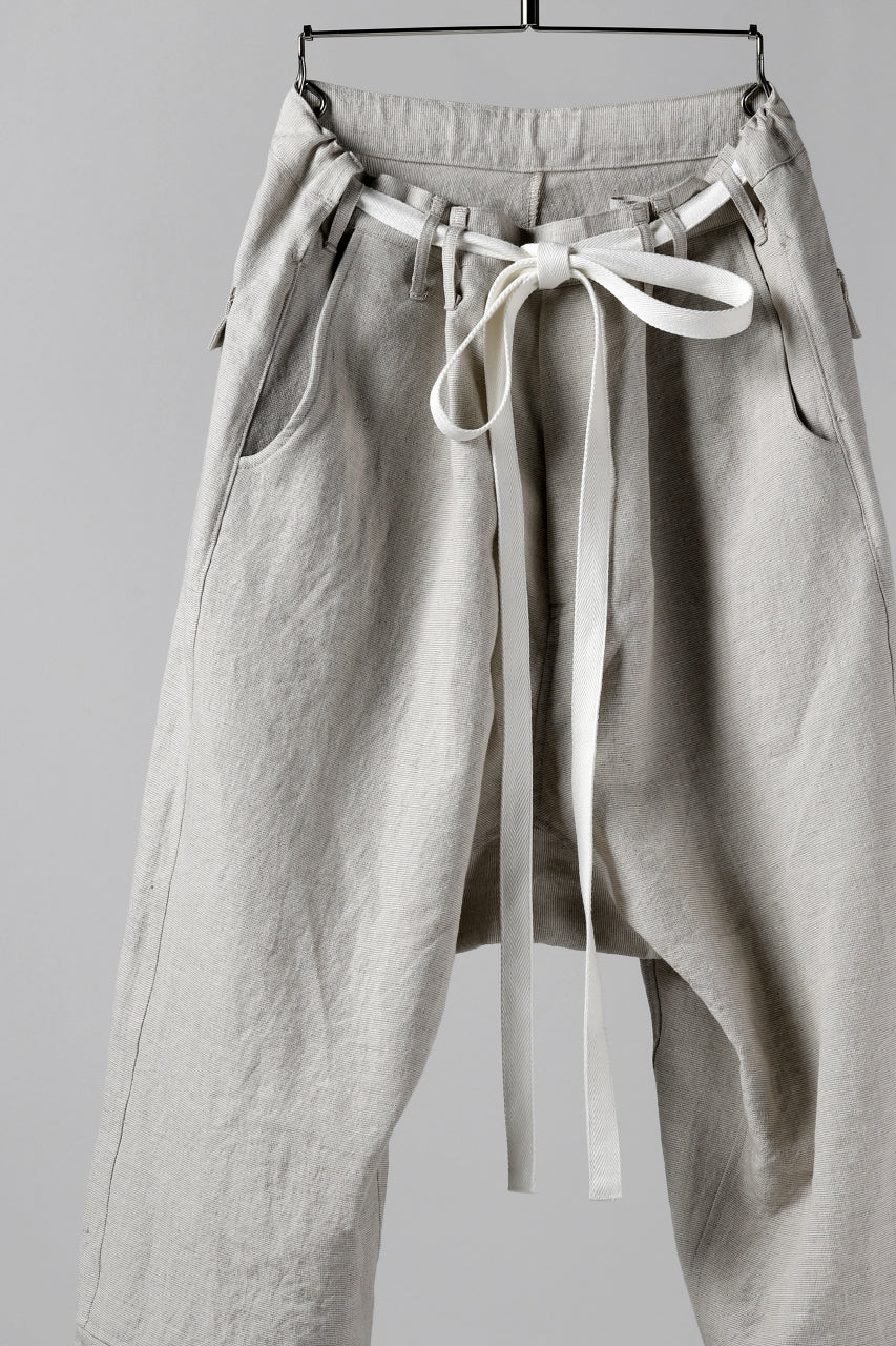 ISAMU KATAYAMA BACKLASH KNOT WAIST WIDE PANTS / COTTON LINEN (WHITE) - Image 14