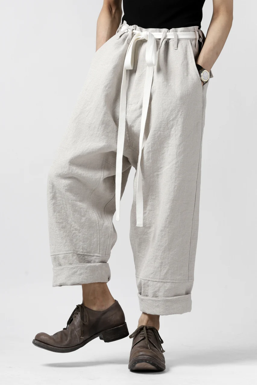 ISAMU KATAYAMA BACKLASH KNOT WAIST WIDE PANTS / COTTON LINEN (WHITE) - Image 22