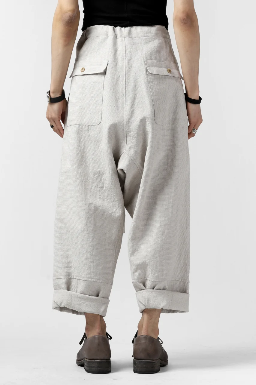 ISAMU KATAYAMA BACKLASH KNOT WAIST WIDE PANTS / COTTON LINEN (WHITE) - Image 23