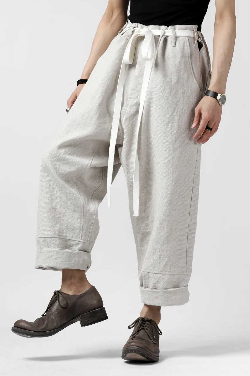 ISAMU KATAYAMA BACKLASH KNOT WAIST WIDE PANTS / COTTON LINEN (WHITE) - Image 24