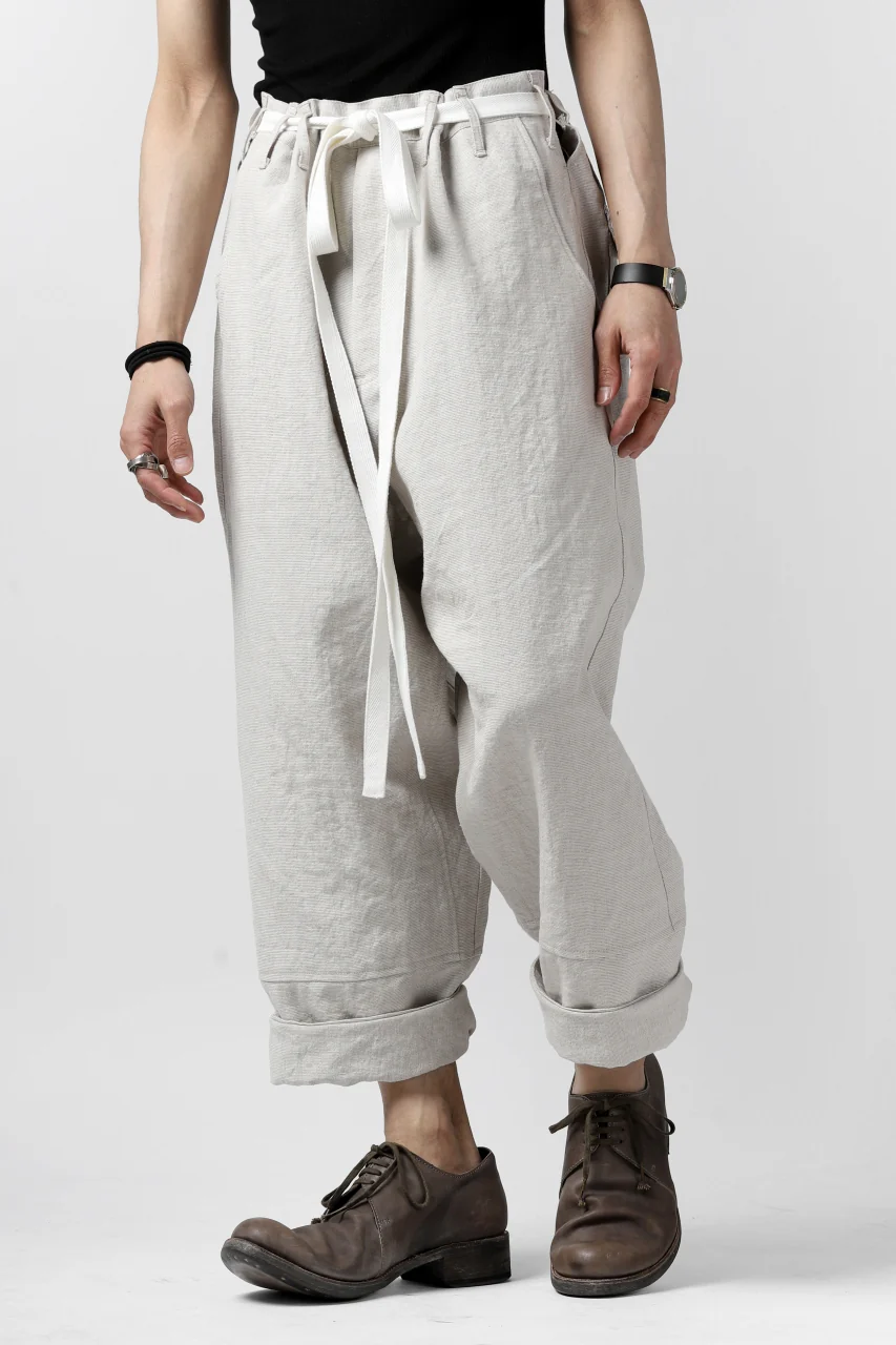 ISAMU KATAYAMA BACKLASH KNOT WAIST WIDE PANTS / COTTON LINEN (WHITE) - Image 25