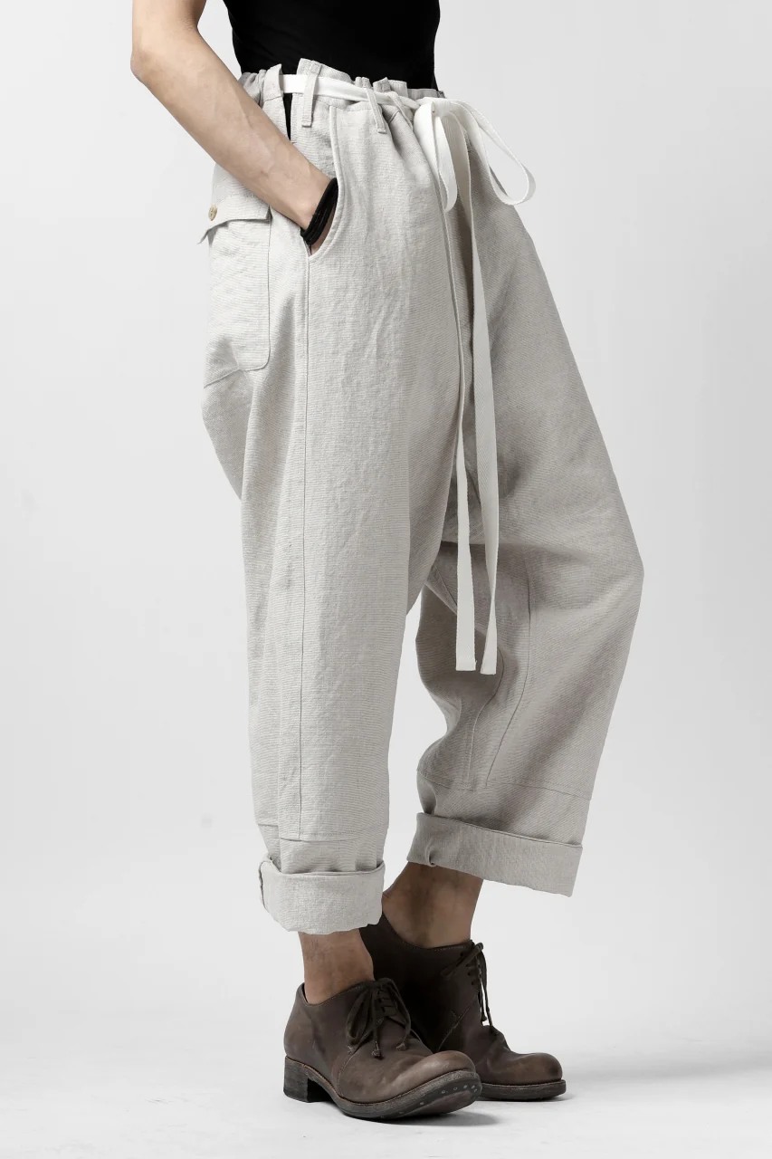 ISAMU KATAYAMA BACKLASH KNOT WAIST WIDE PANTS / COTTON LINEN (WHITE) - Image 26