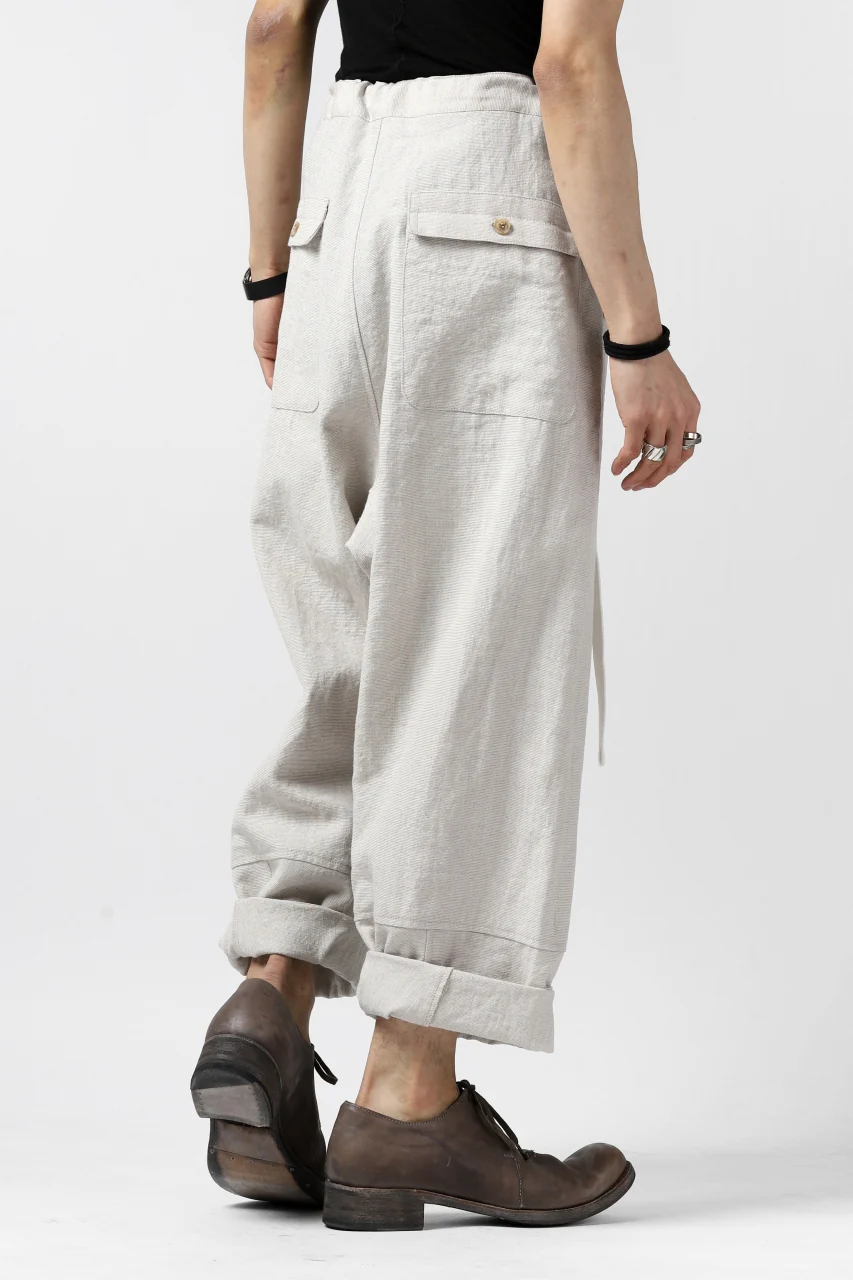 ISAMU KATAYAMA BACKLASH KNOT WAIST WIDE PANTS / COTTON LINEN (WHITE) - Image 27