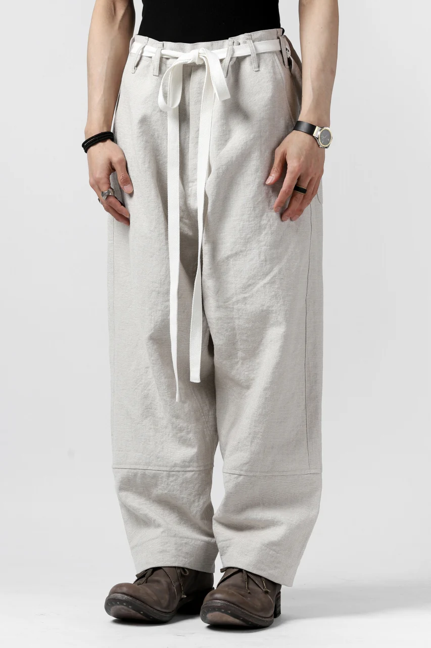 ISAMU KATAYAMA BACKLASH KNOT WAIST WIDE PANTS / COTTON LINEN (WHITE) - Image 28