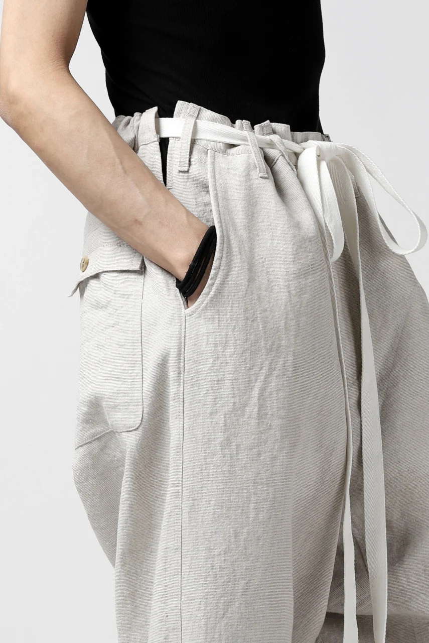 ISAMU KATAYAMA BACKLASH KNOT WAIST WIDE PANTS / COTTON LINEN (WHITE) - Image 32