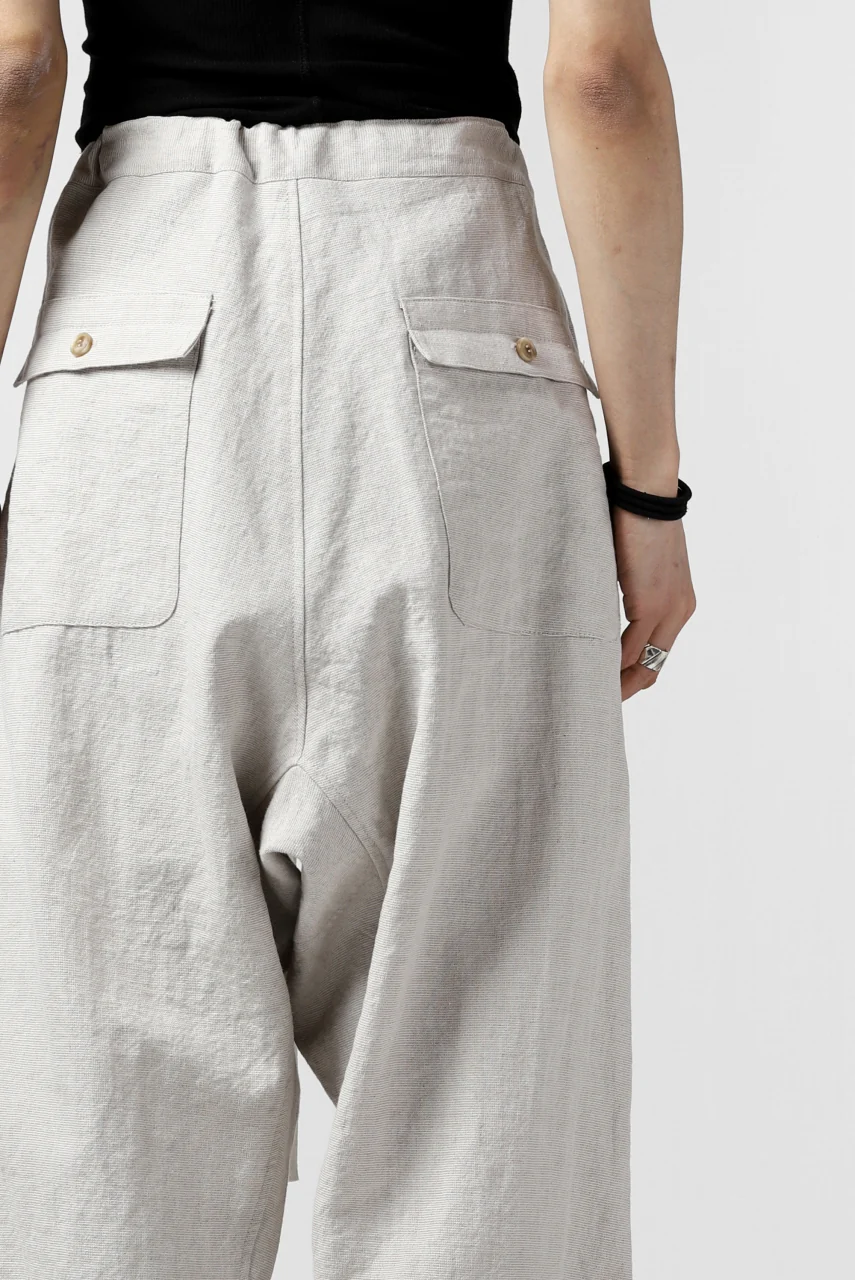 ISAMU KATAYAMA BACKLASH KNOT WAIST WIDE PANTS / COTTON LINEN (WHITE) - Image 34