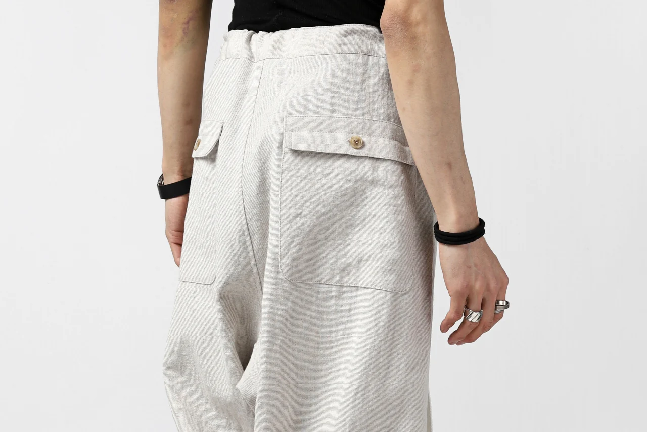 ISAMU KATAYAMA BACKLASH KNOT WAIST WIDE PANTS / COTTON LINEN (WHITE) - Image 39