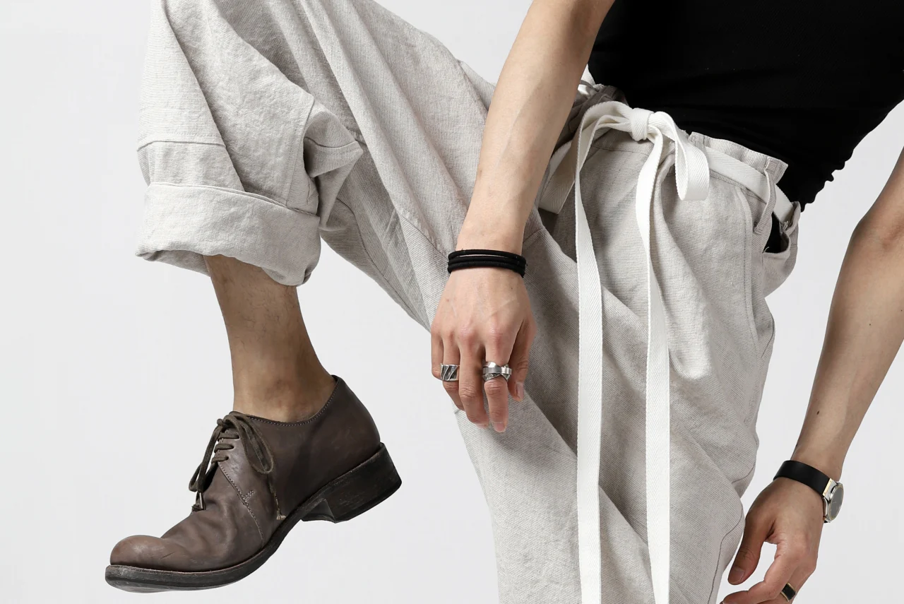 ISAMU KATAYAMA BACKLASH KNOT WAIST WIDE PANTS / COTTON LINEN (WHITE) - Image 40