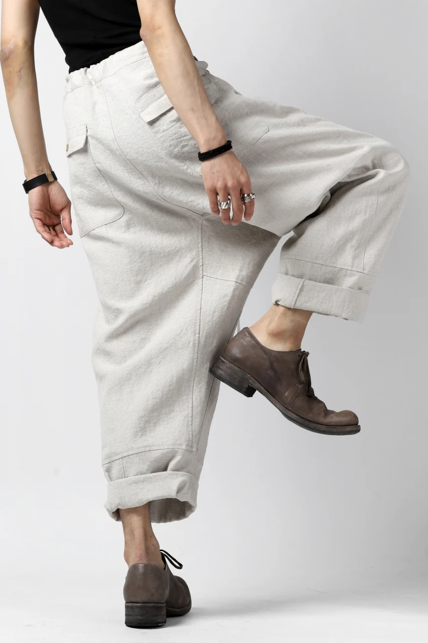ISAMU KATAYAMA BACKLASH KNOT WAIST WIDE PANTS / COTTON LINEN (WHITE) - Image 5