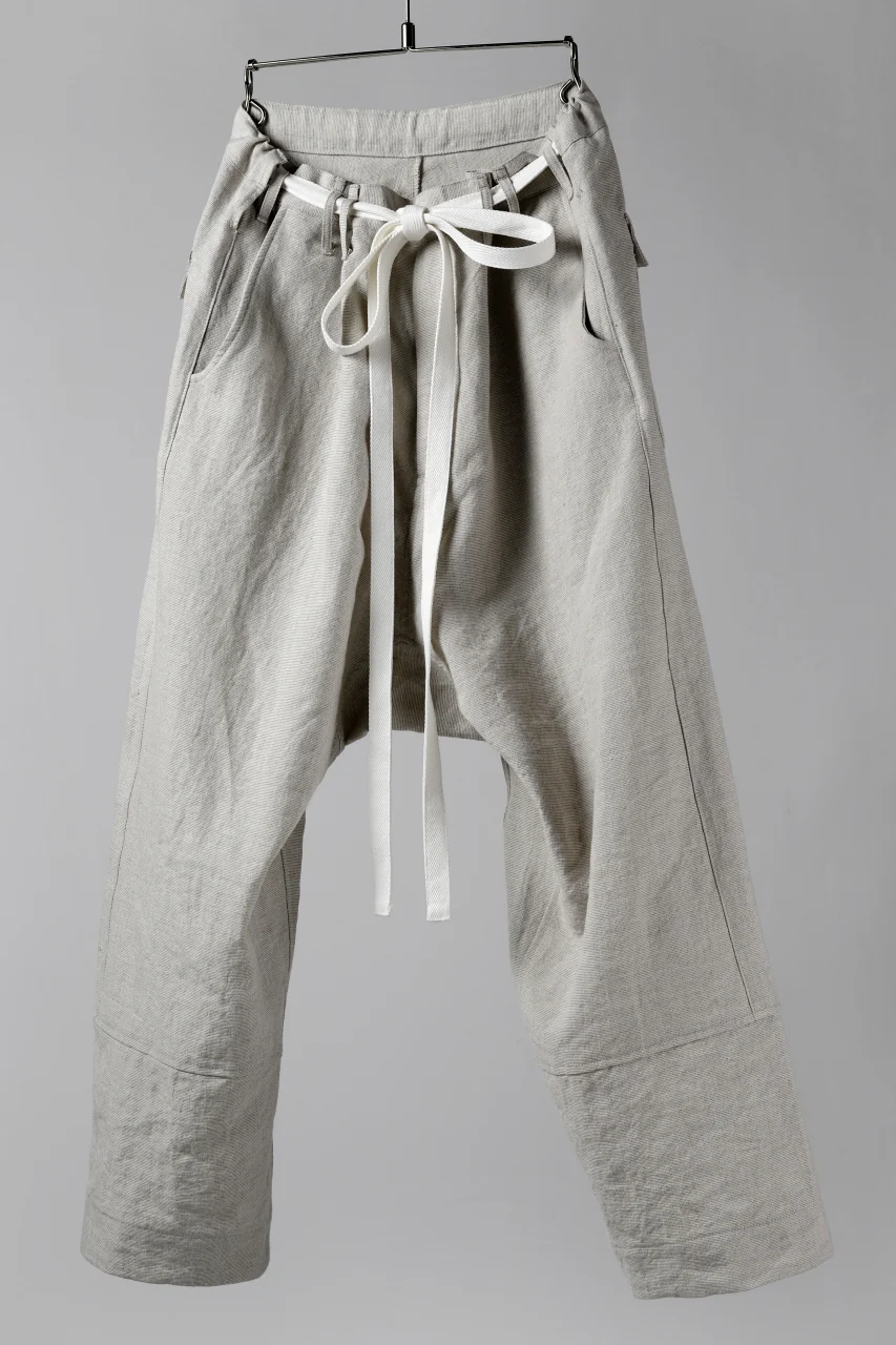 ISAMU KATAYAMA BACKLASH KNOT WAIST WIDE PANTS / COTTON LINEN (WHITE) - Image 7