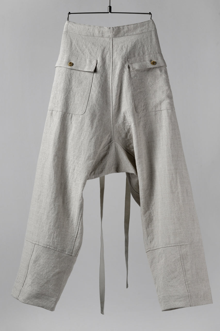 ISAMU KATAYAMA BACKLASH KNOT WAIST WIDE PANTS / COTTON LINEN (WHITE) - Image 8