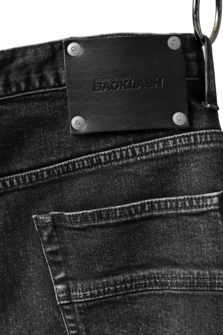ISAMU KATAYAMA BACKLASH L/C SLIM DENIM PANTS / SPLASH DYED (BLACK) - Image 16