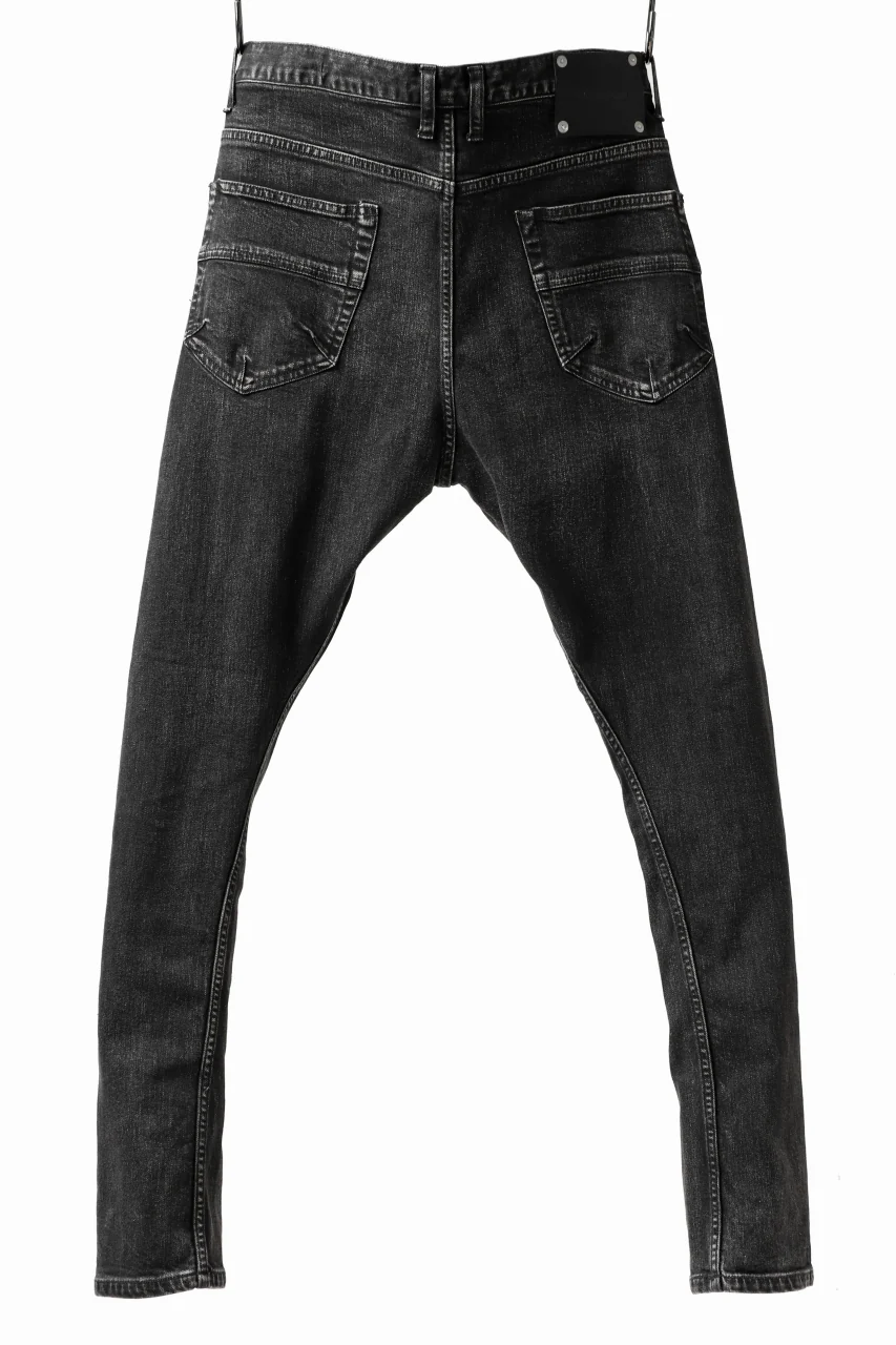 ISAMU KATAYAMA BACKLASH L/C SLIM DENIM PANTS / SPLASH DYED (BLACK) - Image 3