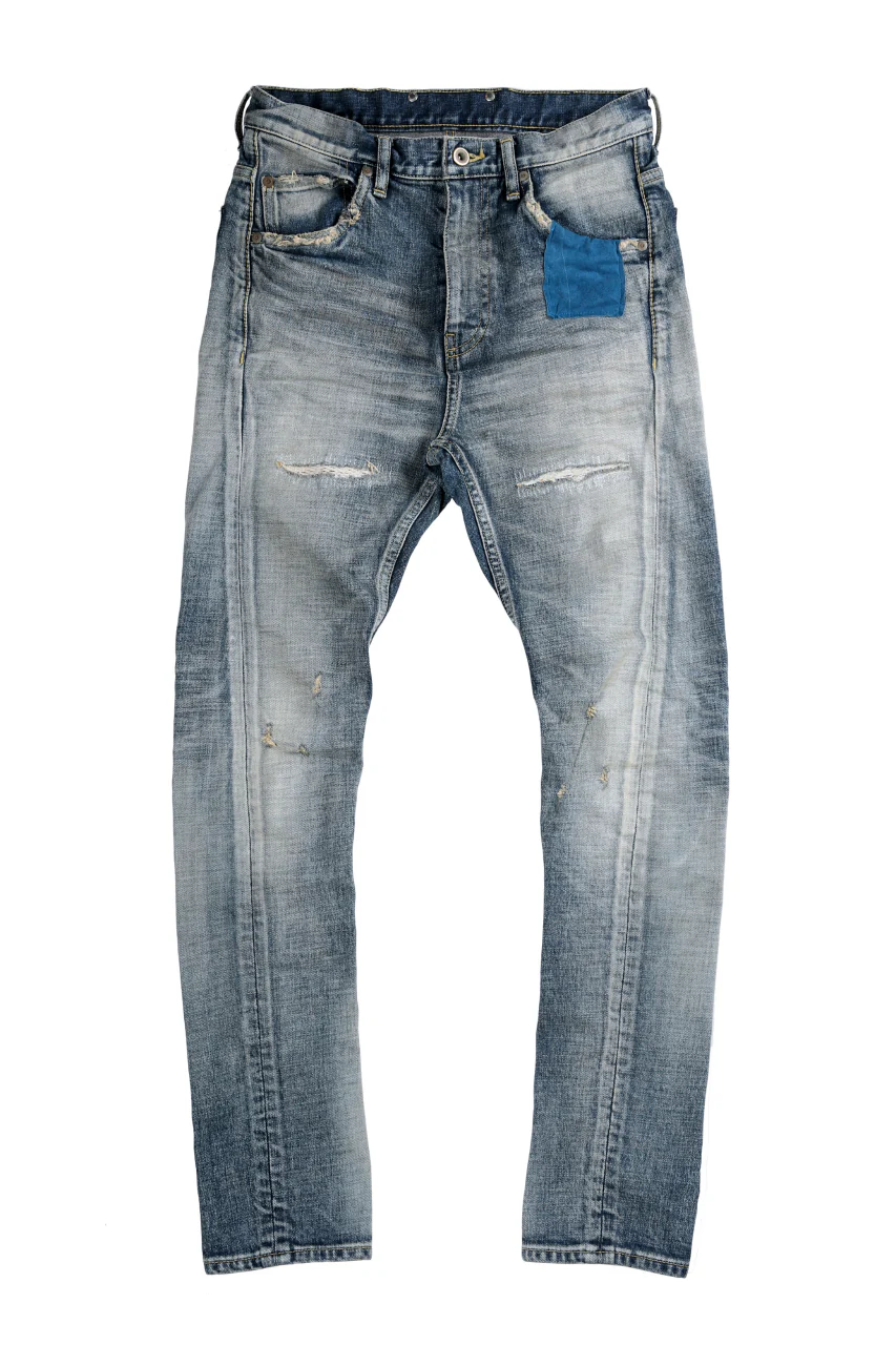 ISAMU KATAYAMA BACKLASH L/C SLIM DENIM PANTS / NATURAL USED FADE (INDIGO) - Image 3
