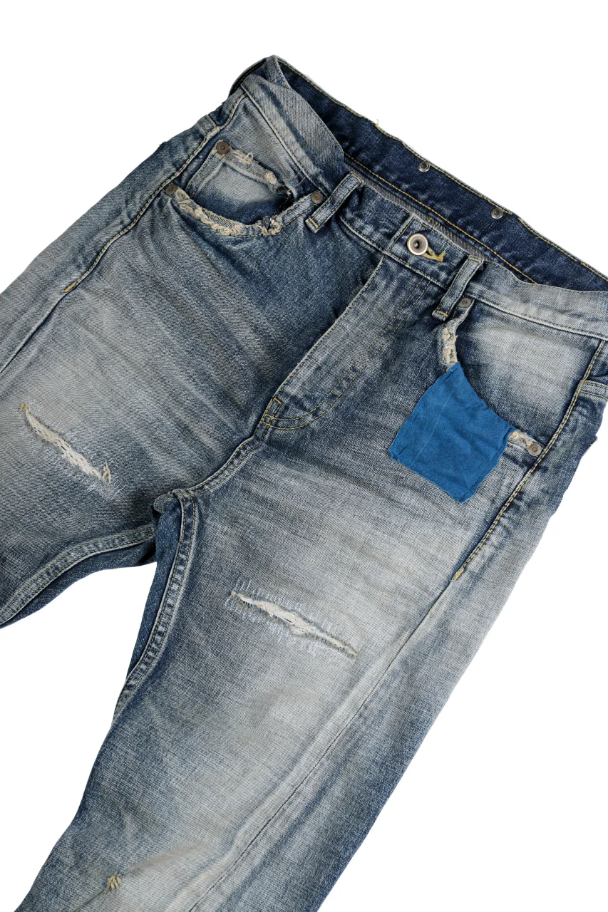ISAMU KATAYAMA BACKLASH L/C SLIM DENIM PANTS / NATURAL USED FADE (INDIGO) - Image 31